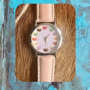 francesca’s • pink faux leather macaroon dessert watch